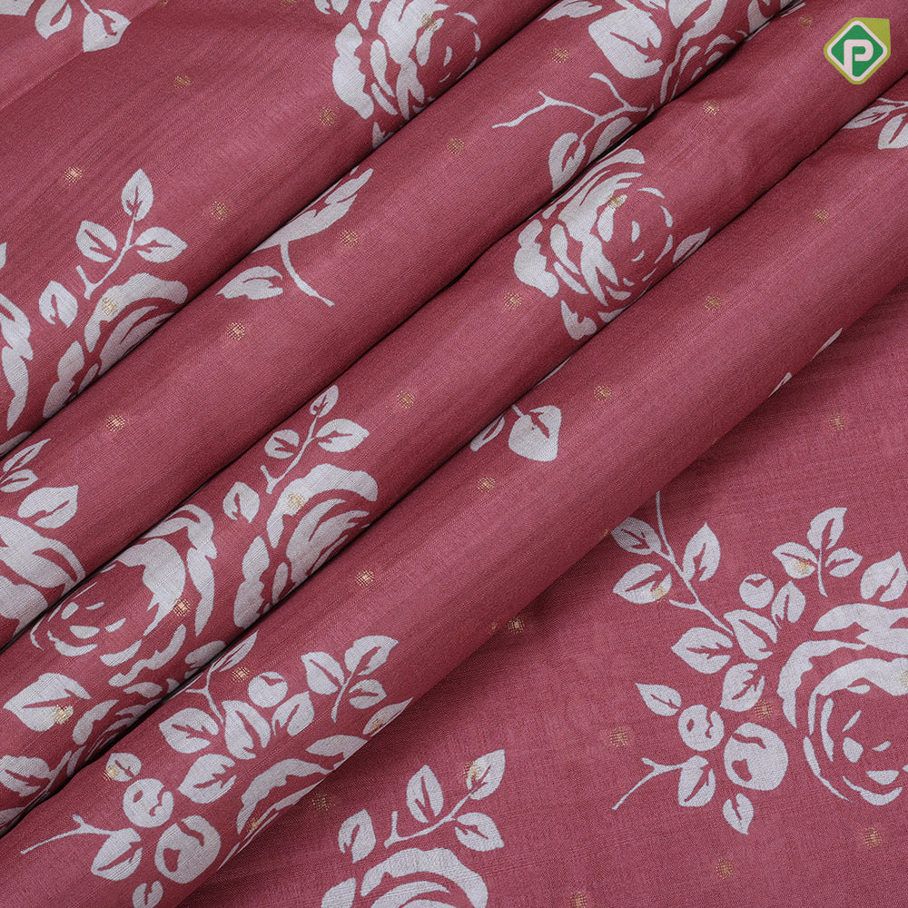 trending colors cream printed flower design white temple border semi tusser saree