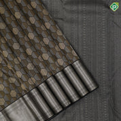 Luxury black silver gold zari art arithmetic sequence design self silver gold diamond design border Silk saree