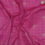Pink gold zari checks and elephant butta design self gold zari peacock and zig zag border Art silk saree