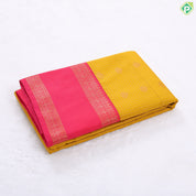 purple blue gold zari kattam and butta design contrast pink rettapet border art silk gift saree