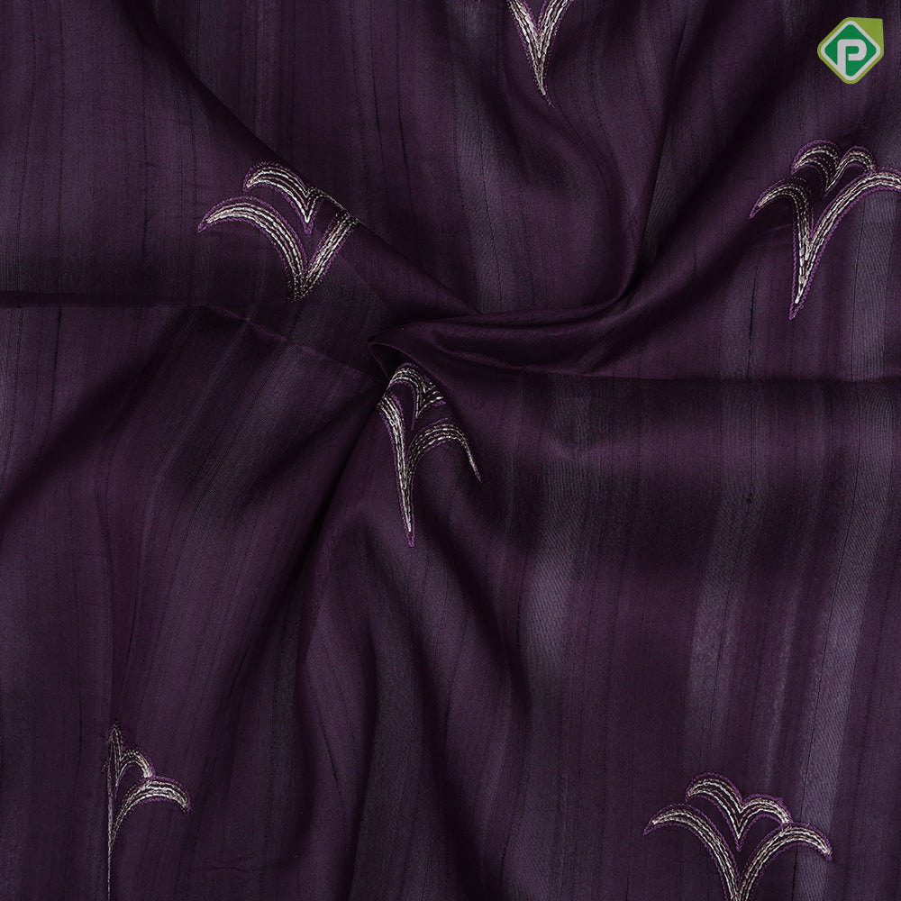 Violet blue neem zari fancy floral butta self floral embroidered border trending fancy saree