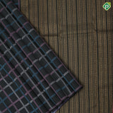 Fern green base multi color silk thread checks design borderless trendy designer silk saree