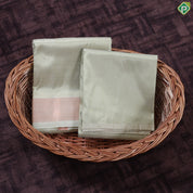 Pista Green Gold Zari Mayilkan Border 2 in 1 Pure Mix Silk 8 Muzham Dhothi Set