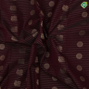Chocolate brown gold zari peacock chakkaram butta stripes sky blue gold zari mango butta border art silk saree