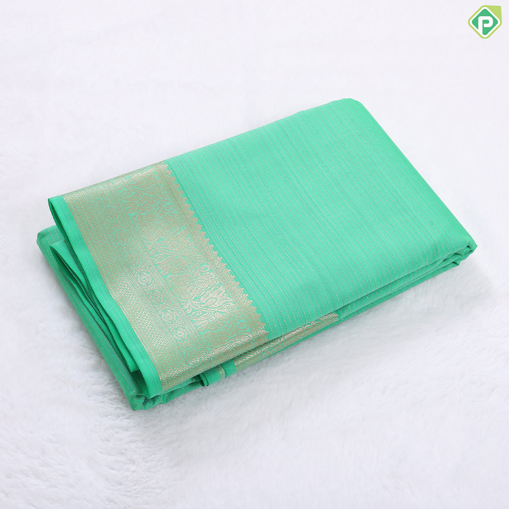 Indigo blue gold zari vairaoosi design self colour gold zari floral butta border art silk gift saree