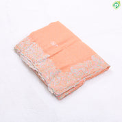 Baby pink tissue effect chamki work design self multi color embroidered cut work border Hollywood fancy saree