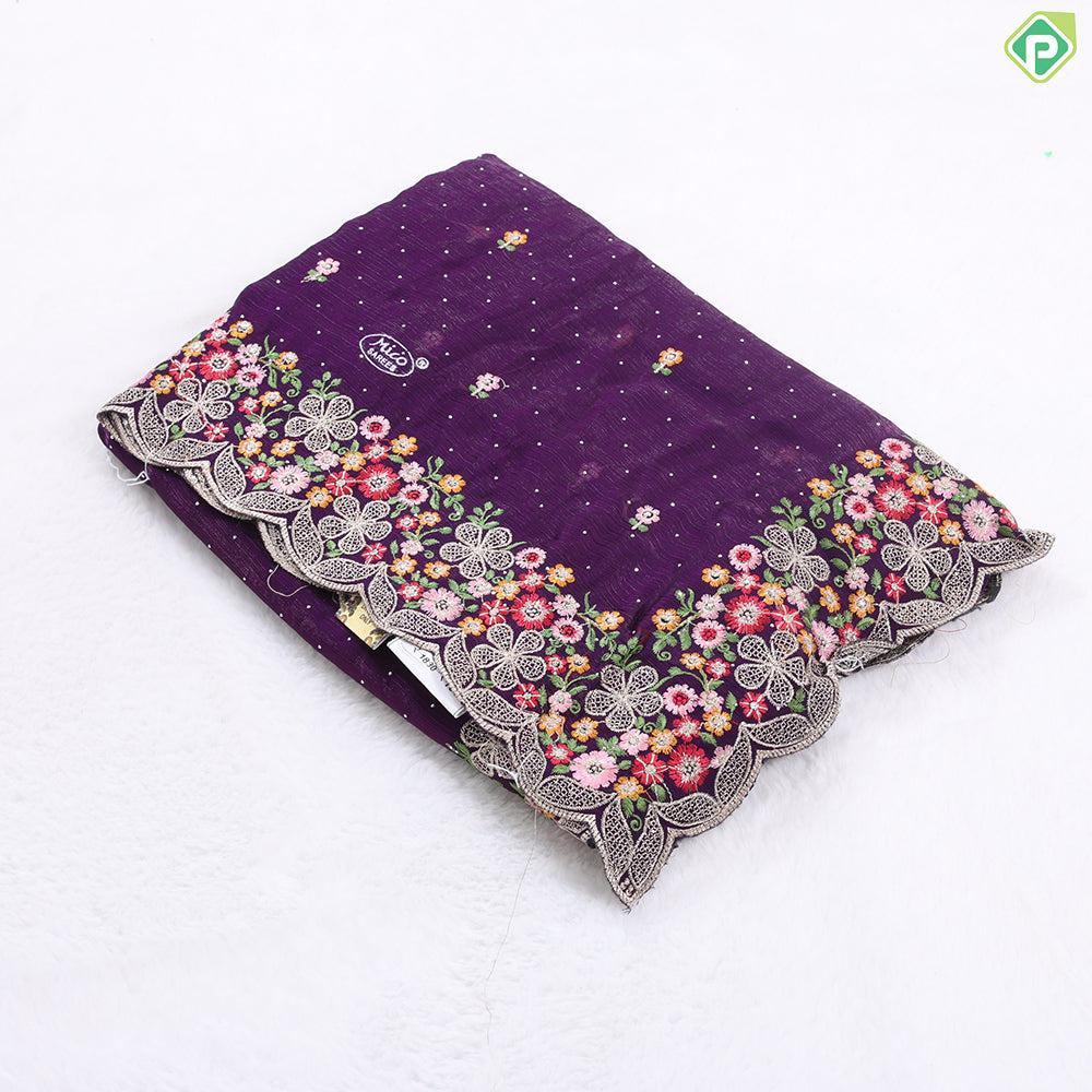 Peacock green embroidered flower and stone work design muti color cutwork border Hollywood fancy saree