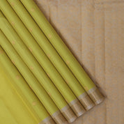 Lemon Yellow Gold Zari Chagaram Butta Design Cream Colour Chagaram Design Pure Mix Silk Saree