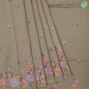 Navy Blue Rose Flower Butta Border Flower Design Fancy Cotton Saree