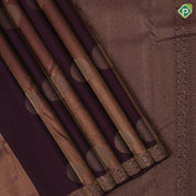 Purple brown gold zari cercles and partition tissue weaved self gold zari edge border trendy tissue silk saree