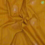 Mustard yellow gold zari stripes big thilagam butta pista green gold zari rangoli design border art silk saree