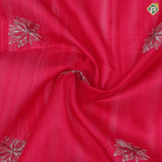 Raspberry pink silver zari fancy flower butta self color big floral embroidered border trending fancy saree