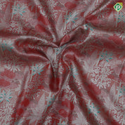 Orangish pink silver zari painting design rexona green gold zari flower butta border tissue art silk saree