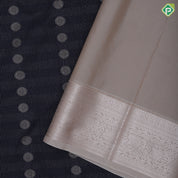 Indigo blue gold zari chakkaram butta design half white zari rangoli butta border Art silk saree