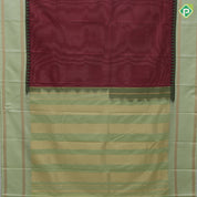 Maroon gold zari double stripes design pista green gold zari rettapet border art silk saree
