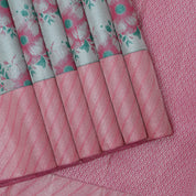 Tea Green silver zari floral design Pink silver zari cross design border trendy designer tissue silk saree