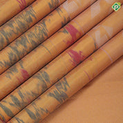 Mustard silver gold zari self geomatical design self gold zari leaf ikkat design border fusion silk saree