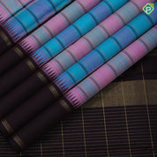Multi color with gold zari chennai checks design chocolate brown gold zari retta pattai border traditional silk saree