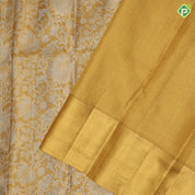 Gold Zari tissue silver zari grand floral design self gold zari green edge border grand tissue silk saree