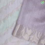 Lavender with silver zari floral tissue design self zari floral pattern border fancy tissue saree