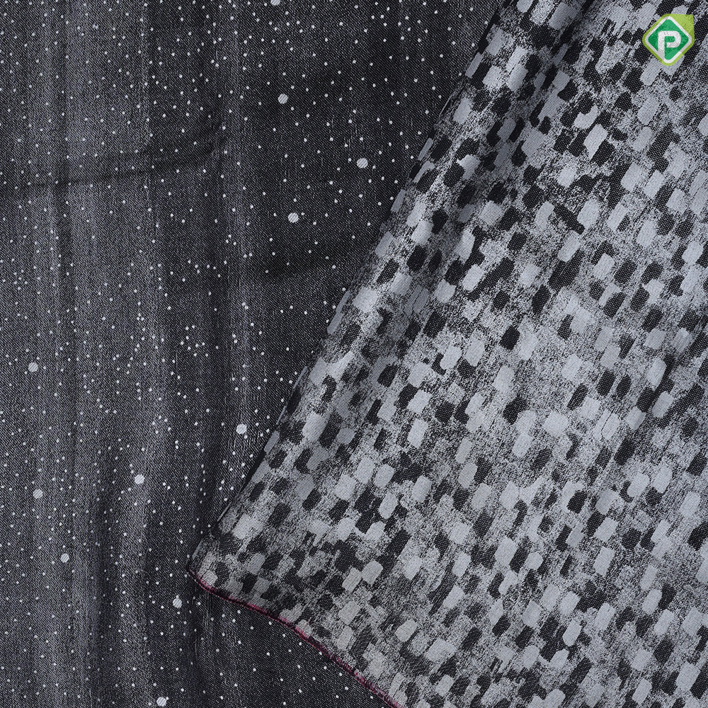 black base silver zari galaxy inspired tissue weaved borderless night moon signature edition silk saree