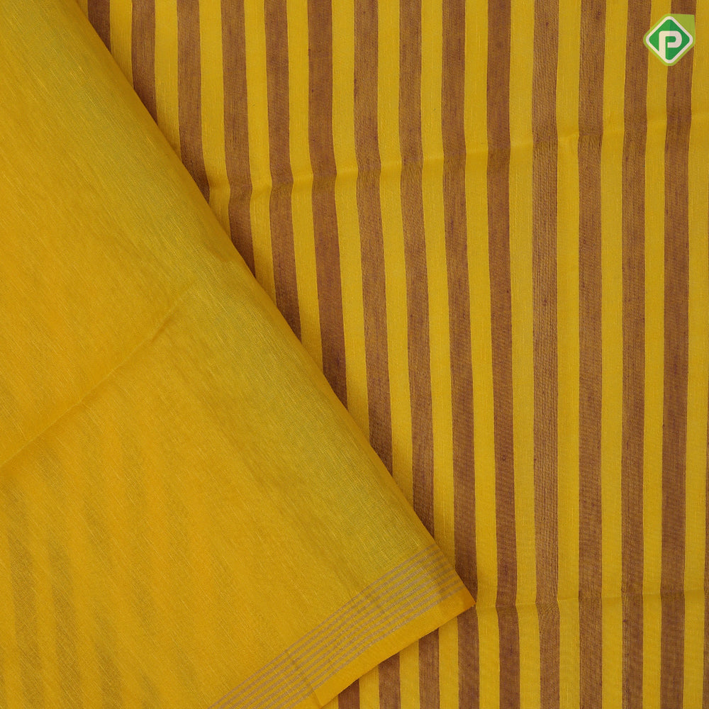 Peach pink base elephant grey stripes design self gold zari border grand classic floral pallu linen soft silk saree