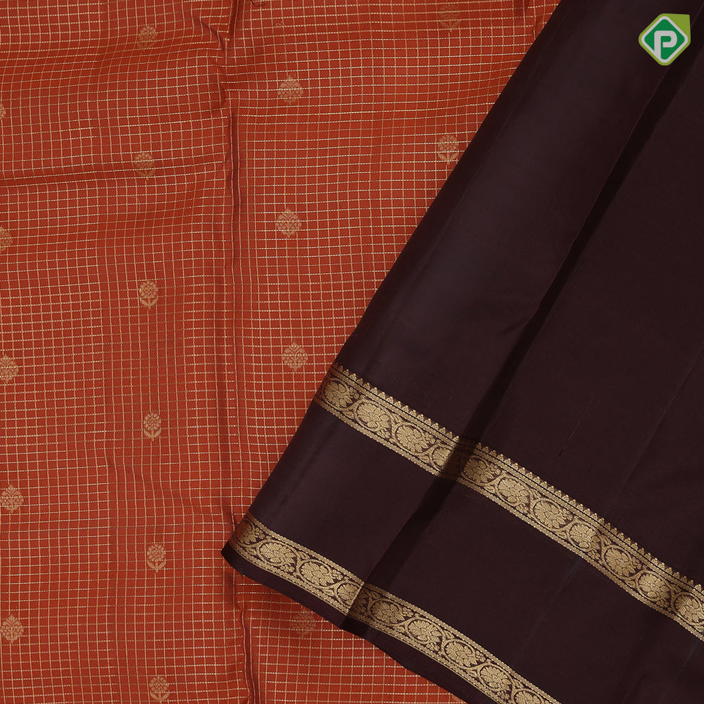 mummy brown gold zari vairaoosi kattam flower butta bottle green gold zari retta pattai border pure mix silk saree