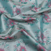 Tea Green silver zari floral design Pink silver zari cross design border trendy designer tissue silk saree