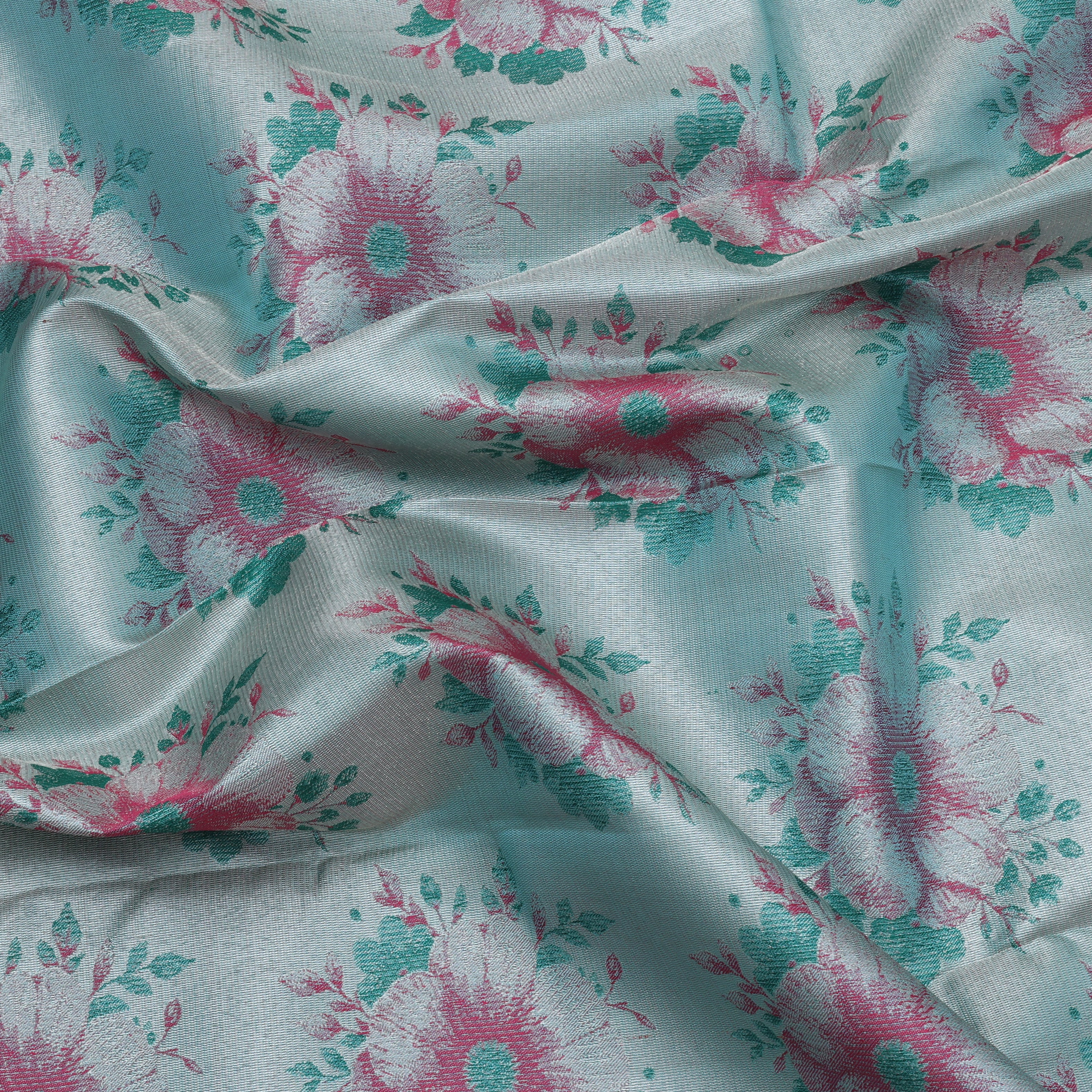 Tea Green silver zari floral design Pink silver zari cross design border trendy designer tissue silk saree