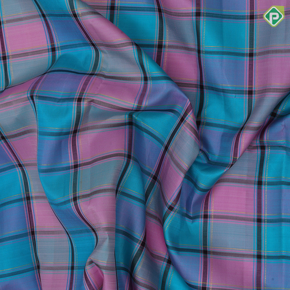 Multi color with gold zari chennai checks design chocolate brown gold zari retta pattai border traditional silk saree