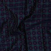 Navy Blue Gold Zari Thread Checks Butta Design Self Colour Floral Meena Work Border Design Trendy Fancy Silk Saree
