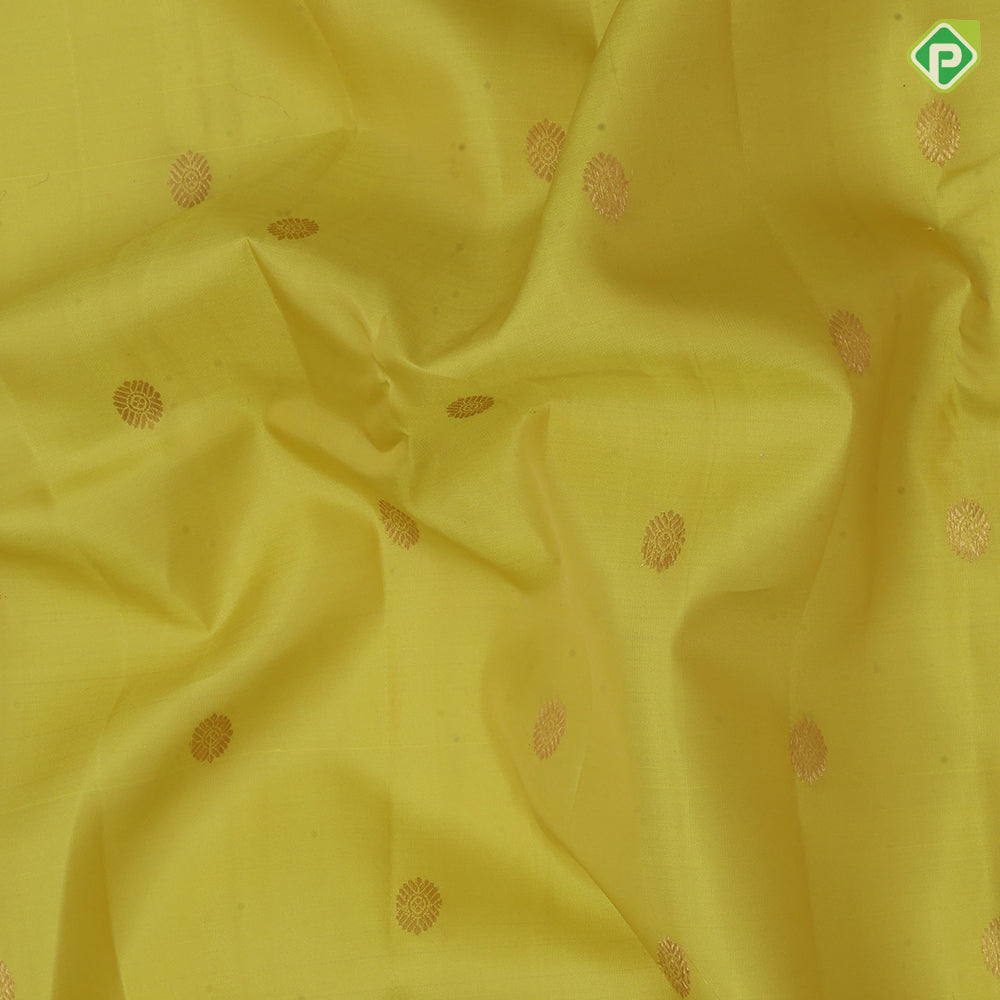 Lemon Yellow Gold Zari Chagaram Butta Design Cream Colour Chagaram Design Pure Mix Silk Saree