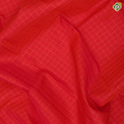 Flame red gold zari kattam checks design parrot butta padded self gold zari bavanji edge border traditional silk saree