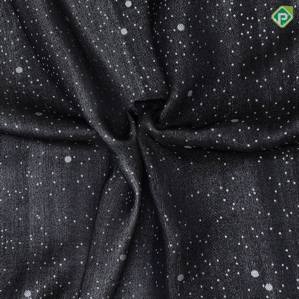 black base silver zari galaxy inspired tissue weaved borderless night moon signature edition silk saree