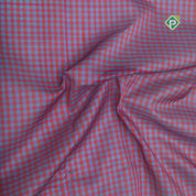Multi color checked grand pallu blue gold zari koorvai temple border silk cotton saree