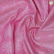 Pastel pink silver zari fancy tree design self silver zari bavanji border bridal silk saree