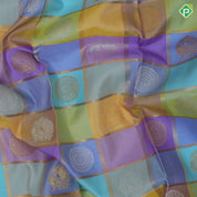 Multi color gold zari butta and zari kattam paalum pazhamum checks design maroon red high border traditional silk saree