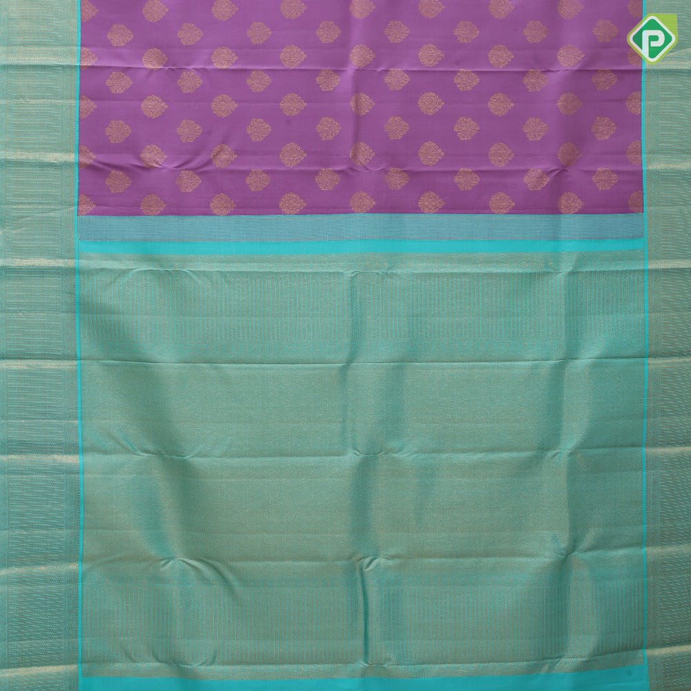 Lavender gold zari thilagam butta design rama green gold zari zig zag border traditional silk saree