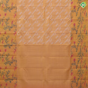 Mustard silver gold zari self geomatical design self gold zari leaf ikkat design border fusion silk saree