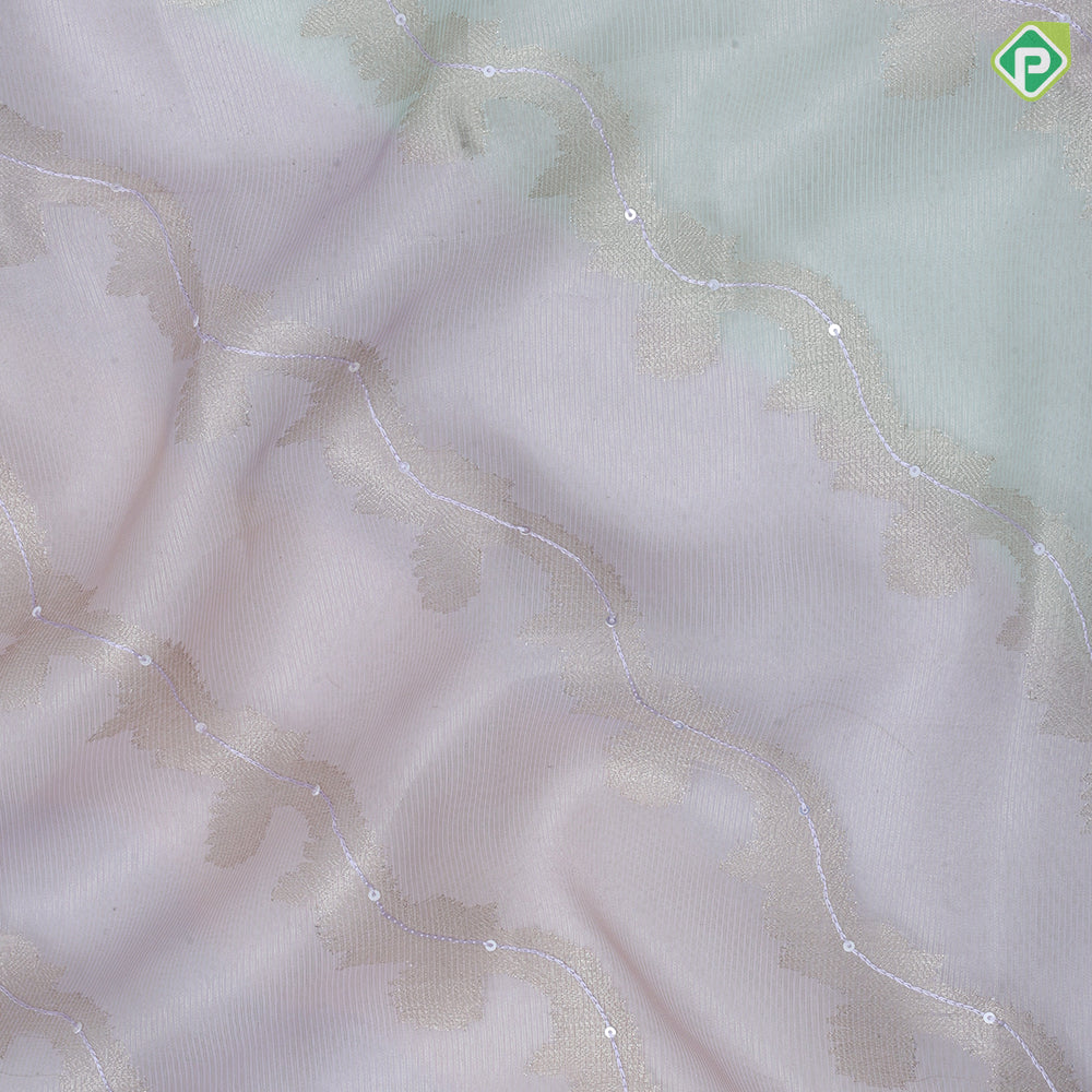 Lavender with silver zari floral tissue design self zari floral pattern border fancy tissue saree