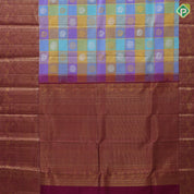 Multi color gold zari butta and zari kattam paalum pazhamum checks design maroon red high border traditional silk saree