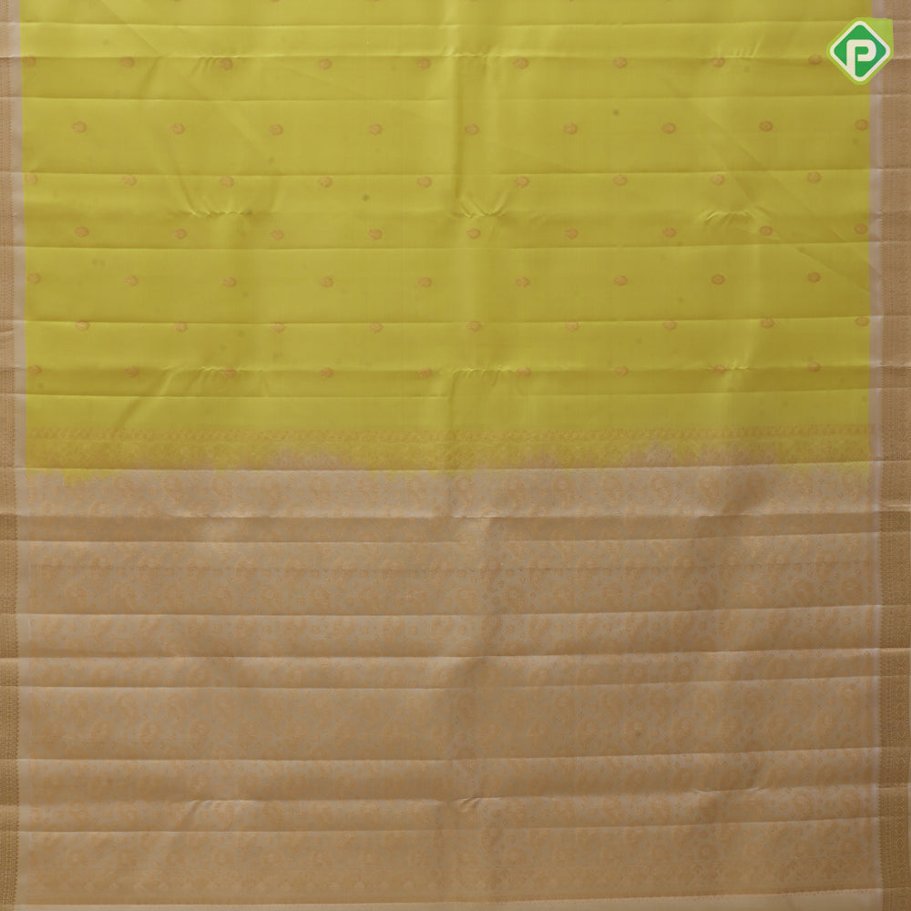 Lemon Yellow Gold Zari Chagaram Butta Design Cream Colour Chagaram Design Pure Mix Silk Saree