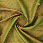 Parrot Green Mango Motifs Border Pure Embossed Silk Saree