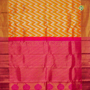 Honey orange With Crimson Pink Gold Zari Pure Trendy Designer Silk Saree