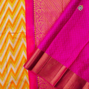 Honey orange With Crimson Pink Gold Zari Pure Trendy Designer Silk Saree