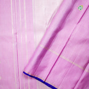 Creamy Pink Silver Zari Self Border Pure Traditional Silk Saree
