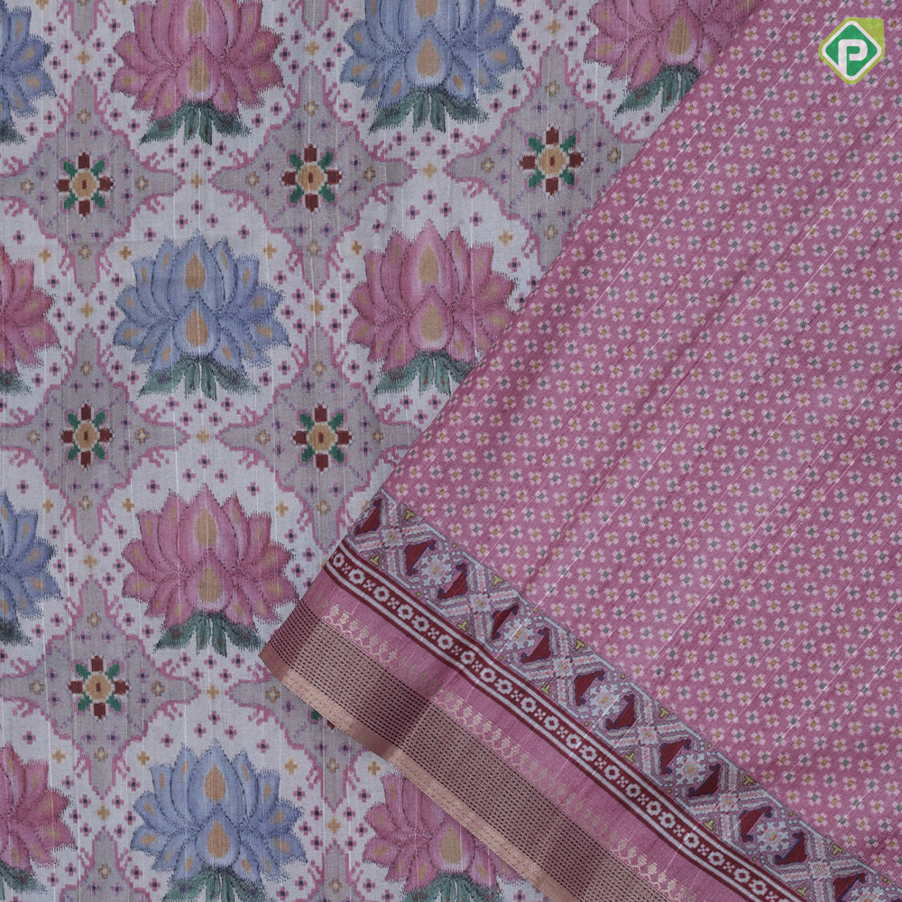 Fancy lotus digital printed Self multi designed border trending fancy Saree