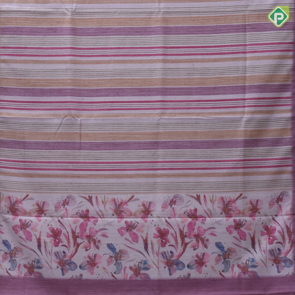 Multi color bars stripes floral pallu edge border trending fancy cotton saree