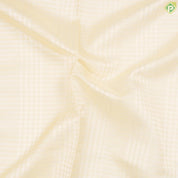 Creamy Sandal With Milk White Checks And Olive Green Silk Thread Border Traditional Silk Saree