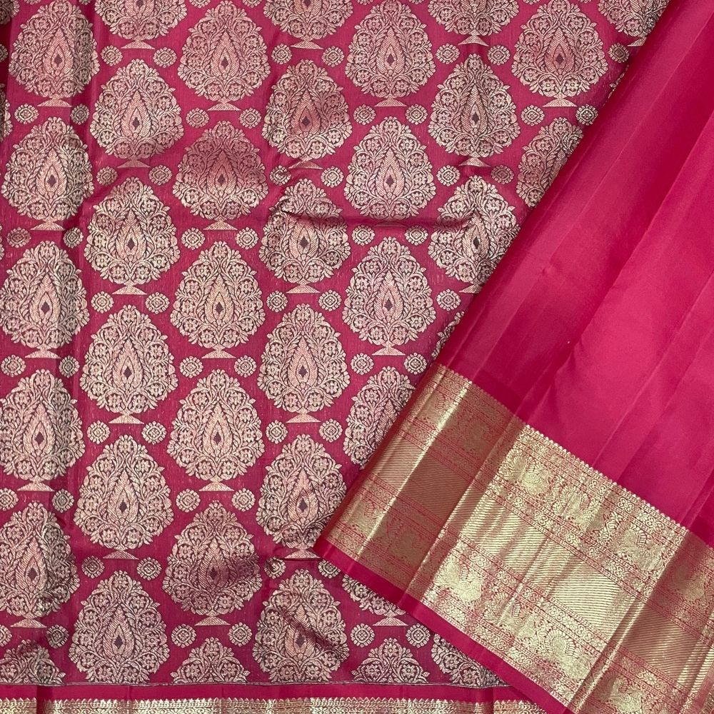 Maroon Red Peacock Retta Pet Border Exclusive Bridal Silk Saree